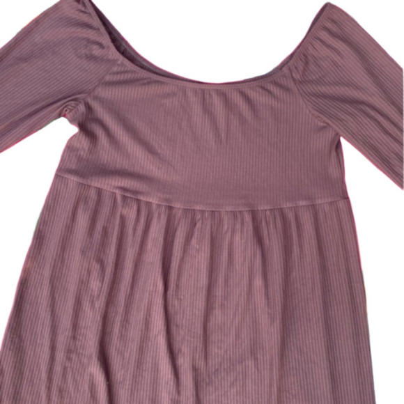 Carry Maternity Prairie Farmhouse Midi Dress Ruffle Hem Stretch Canada Mauve - Picture 5 of 10